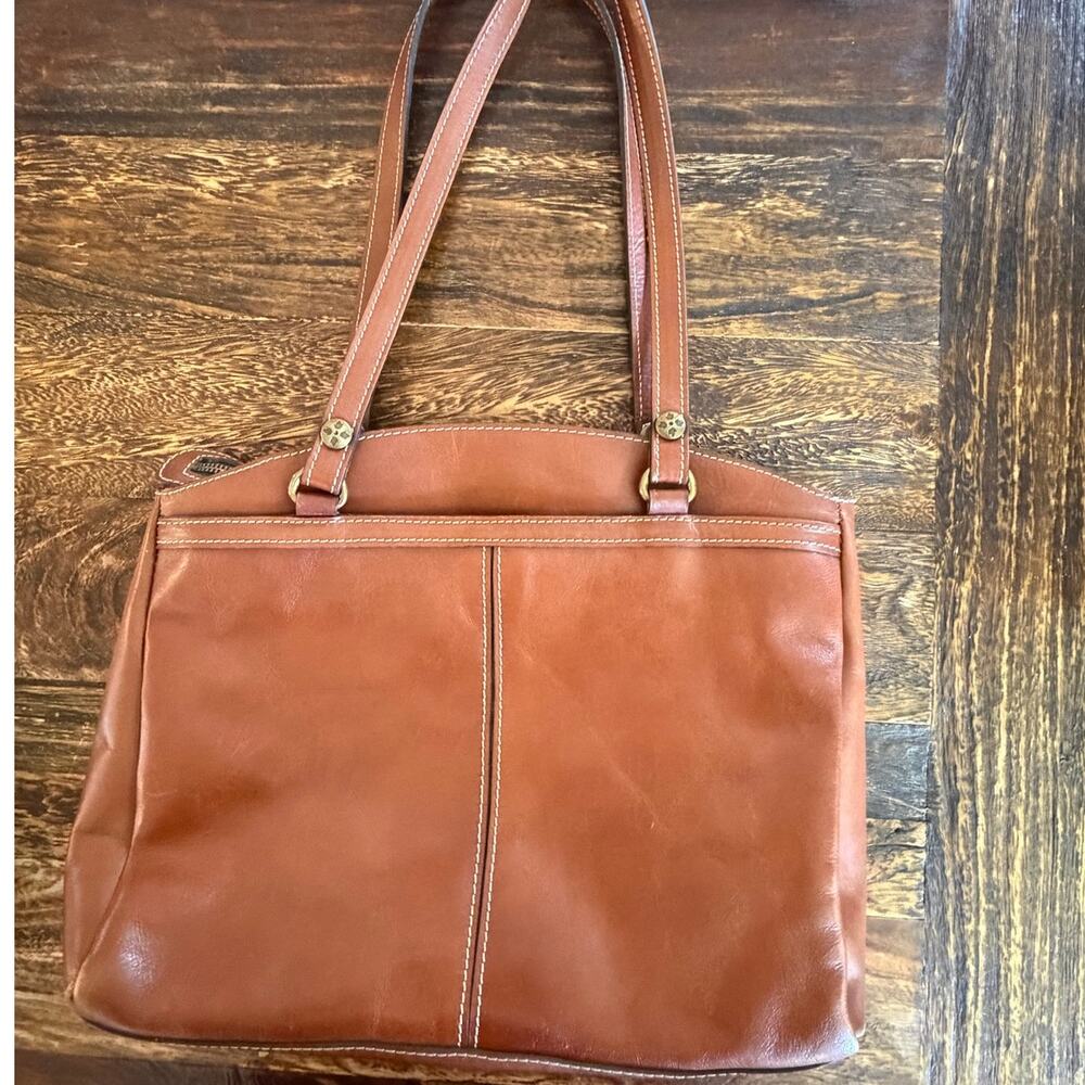 Patricia Nash Poppy Tote – Cognac Brown Genuine Leather Shoulder Bag